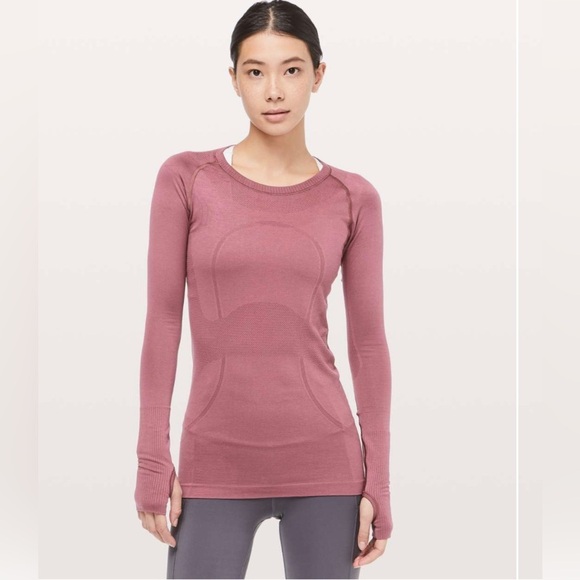 lululemon athletica Tops - Lululemon Swiftly Tech Long Sleeve Crew Misty Merlot size 8